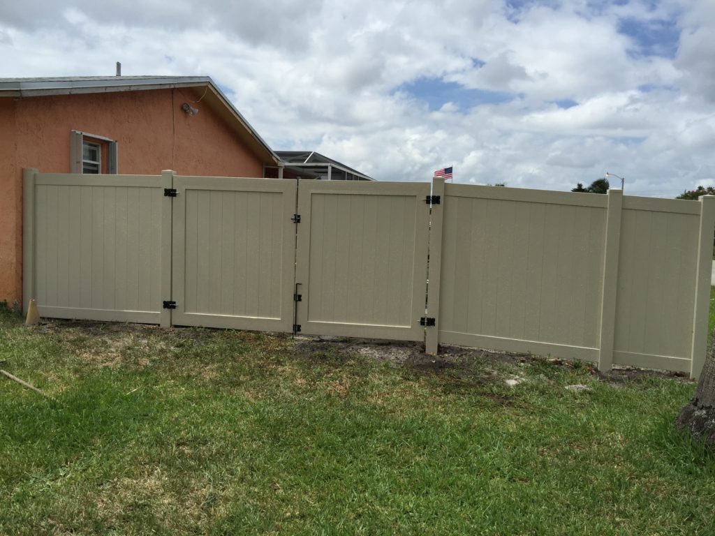 tan pvc fence installation